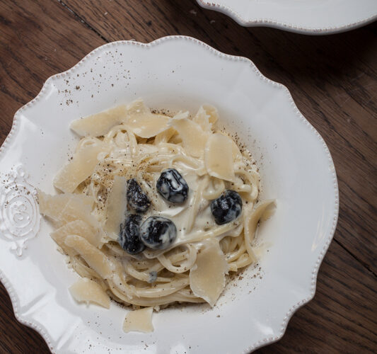 Spaghettis au roquefort et aux olives noires - recette pour multicuiseur