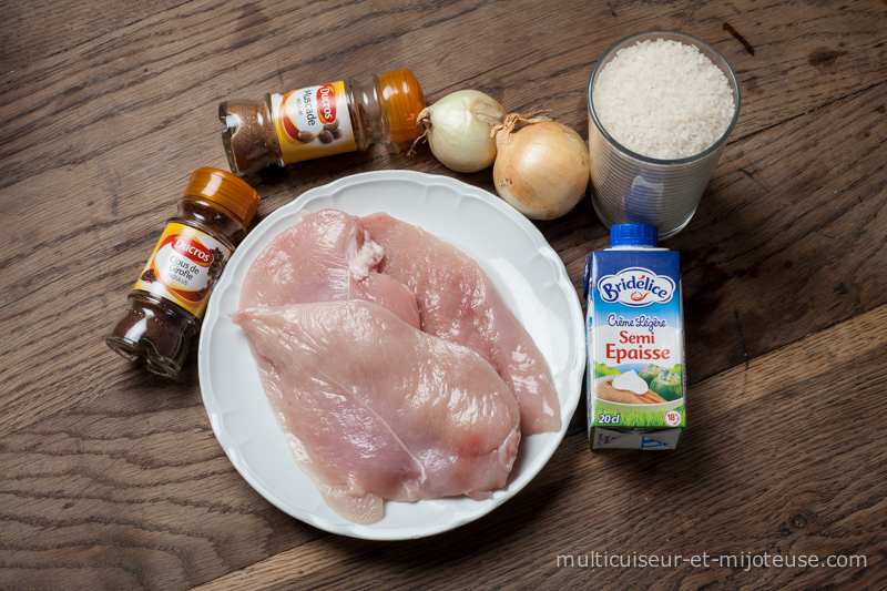 Ingrédients pour l'escalope de poulet à la crème - version au multicuiseur Philips