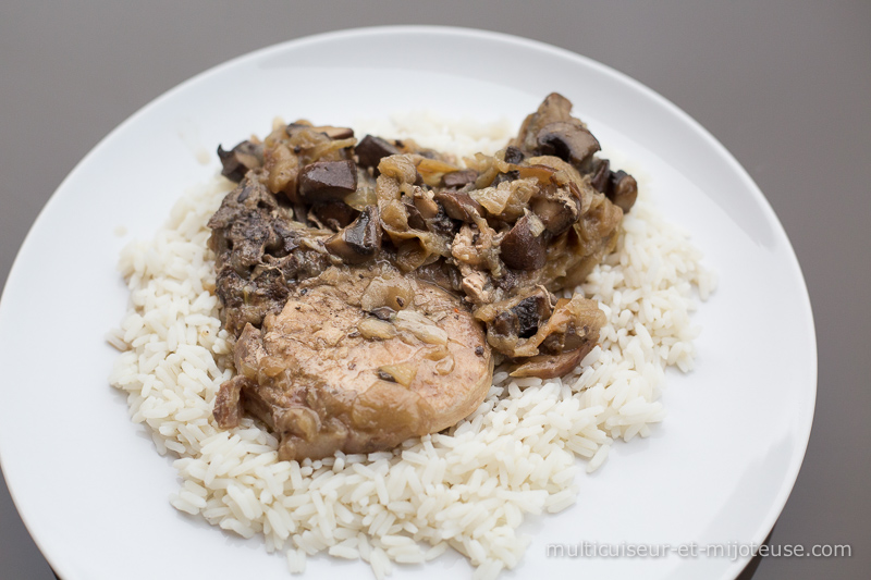 Cotelette de porc, champignons et pommes "sucré-salé"