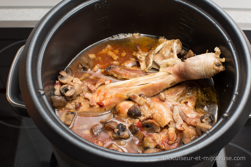 Cuisse de dinde au multicuiseur - champignons et lardons